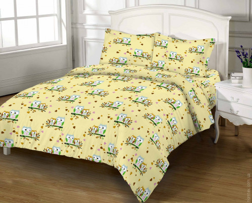 Постельное белье Zastelli 8815 Влюбленные совушки бязь Премиум евро