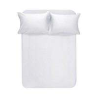 Простынь на резинке с наволочками Lotus Home сатин premium Dakota Modern белый 160х200 см + 50х70 см из 2 шт.