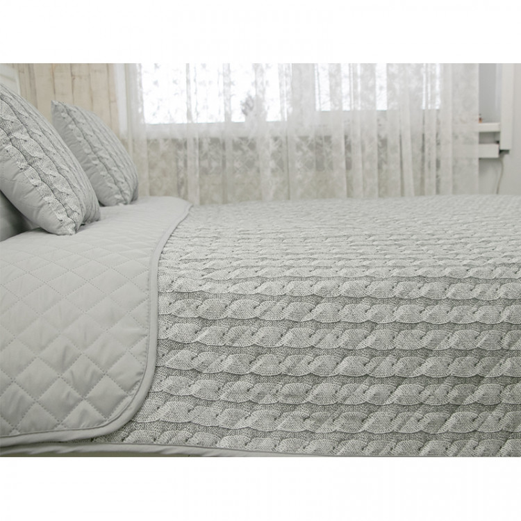 Покривало Руно двостороннє декоративне Grey (сіре) Braid 150x212 см