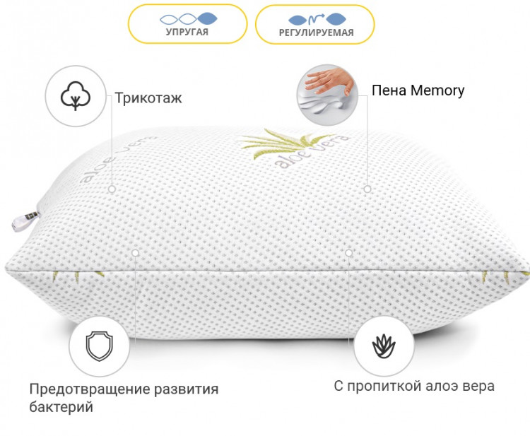 Подушка Memory Mirson Dorotea 60x60 см, №741 пружна