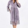 Халат велюровий з мереживом Nusa NS 0539 Lila