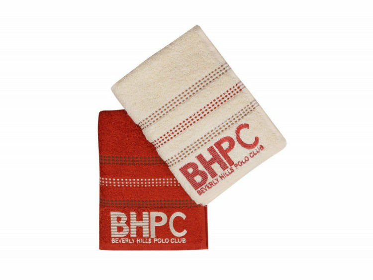 Набор полотенец Beverly Hills Polo Club 355BHP1267 Botanik Brick Red, Cream 50x90 см 2 шт.