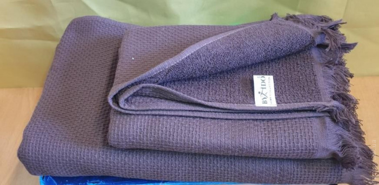 Набор полотенец махра + вафля By Ido из 6-ти шт 50х90 см темно - фиолетовый