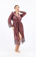 Халат велюровий з мереживом Nusa NS 0539 murdum