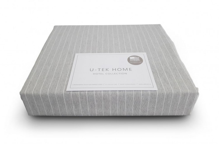 Простынь Utek Hotel Collection Cotton Stripe Grey-White 140x200 см 