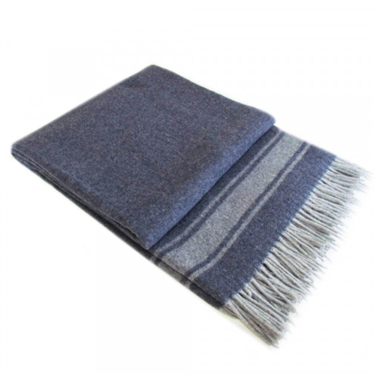 Плед полушерстяной кашемировый Safalano Wool Mix Вултекс-с 140х200 см синий с полоской