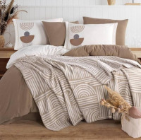Постільна білизна Istanbul Babil bej євро з пледом Постільна білизна Istanbul Babil bej євро з пледом