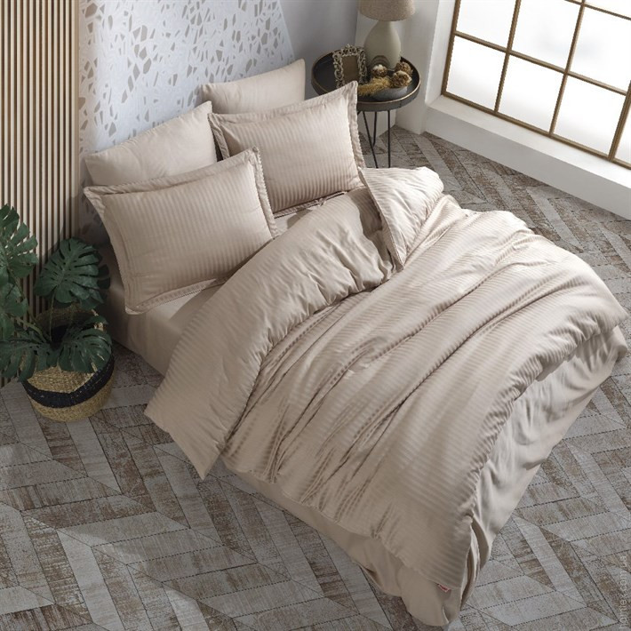 Постельное белье Hobby Exclusive Sateen Diamond Cizgili бежевое евро