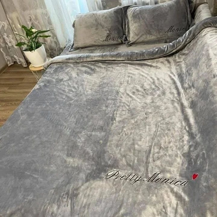 Постельное белье Colorful Home Monica велюр серое евро