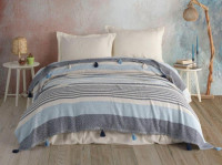 Покрывало хлопковое Moss Home 220x240 см (синий с голубым)