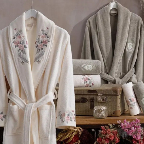 Банный набор из халатов и полотенец Dantela Vita LAROSA KREM BEJ PAMUK из 6-ми предметов