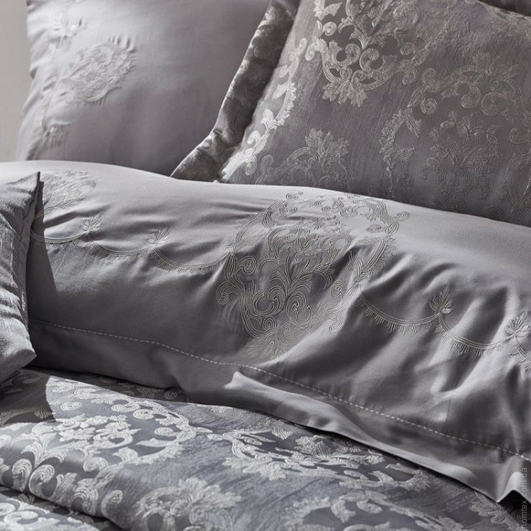 Постельное белье Dantela Vita Nilda grey с покрывалом евро