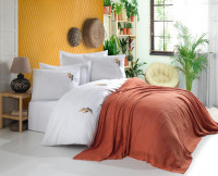 Набор постельного белья Limasso Hand Made Orange с пике - покрывалом евро