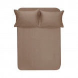 Простынь на резинке с наволочками Lotus Home сатин premium Dakota Modern кофе 240х260 см + 50х70 см из 2 шт.