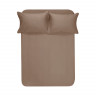 Простынь на резинке с наволочками Lotus Home сатин premium Dakota Modern кофе 240х260 см + 50х70 см из 2 шт.