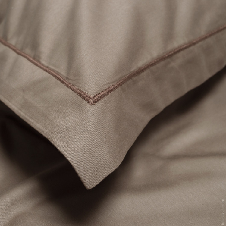 Простынь на резинке с наволочками Lotus Home сатин premium Dakota Modern кофе 240х260 см + 50х70 см из 2 шт.