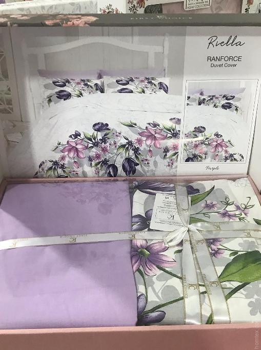 Постільна білизна First Choice de luxe ранфорс Riella lila євро