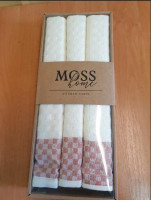 Набор вафельных полотенец Moss Home из 3-х штук 45х70 см, терракотовый кант Набор вафельных полотенец Moss Home из 3-х штук 45х70 см, терракотовый кант