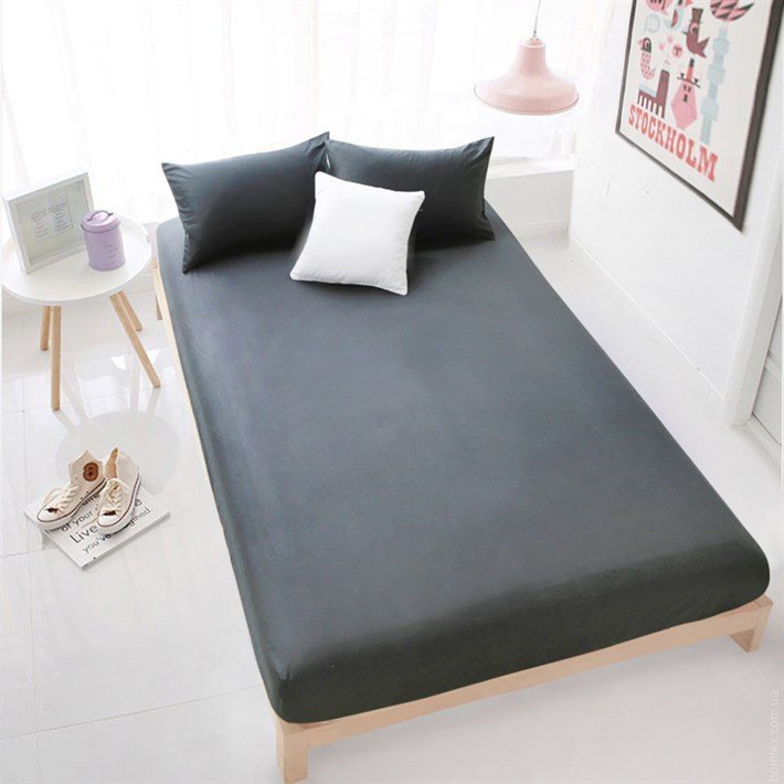 Простынь на резинке Hobby Poplin Gold Antracit 100x200+30 см