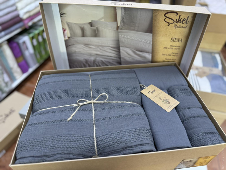 Постельное белье Sikel Siena Antracit из муслина евро