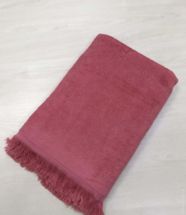 Махровое полотенце UzTex бахрома 70x140 см розовый