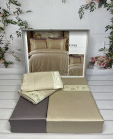 Постільна білизна Romeo Home Gray сатин люкс євро з вишивкою Постільна білизна Romeo Home Gray сатин люкс євро з вишивкою