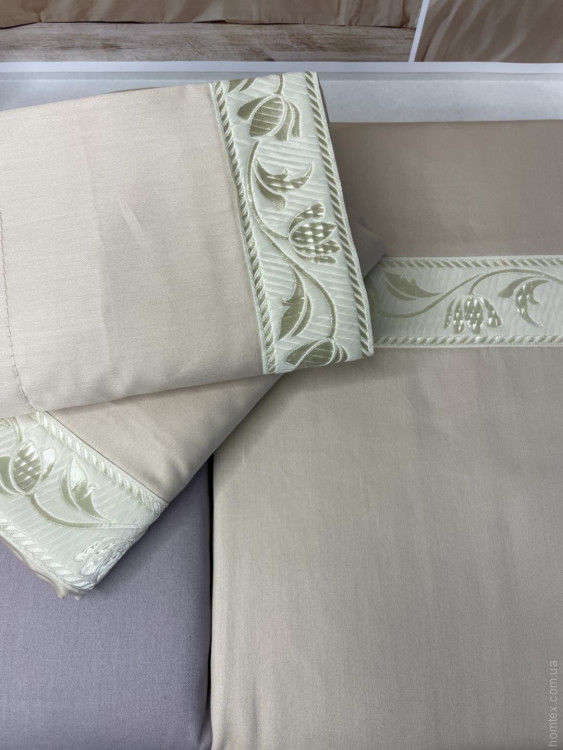 Постільна білизна Romeo Home Gray (сіра) сатин люкс євро з вишивкою