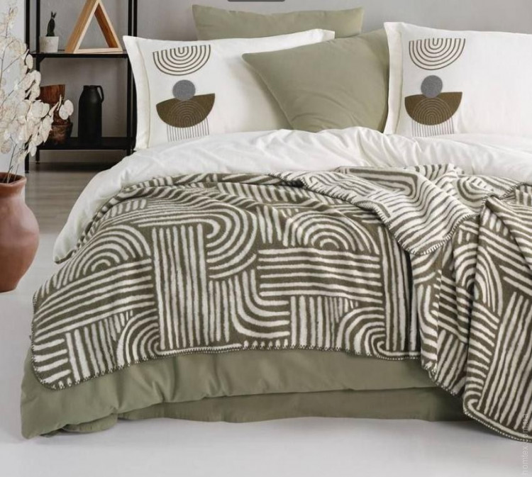 Постільна білизна Istanbul Babil haki євро з пледом Постільна білизна Istanbul Babil haki євро з пледом