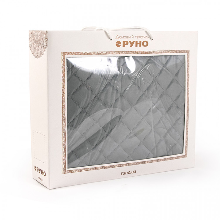 Покрывало Руно двустороннее декоративное “Velour” Dark Grey (темно-серое) ромб 180x220 см