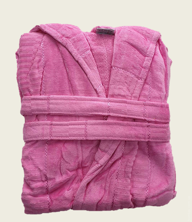 Халат женский махра/велюр длинный с капюшоном ( TM Gursan), розовый