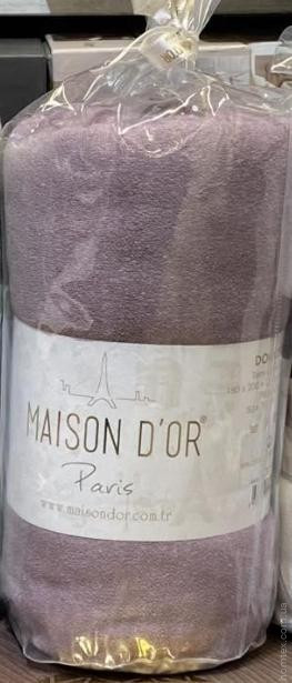 Махрова простирадло на резинці Maison Dor Лілова 180x200 см з наволочками 