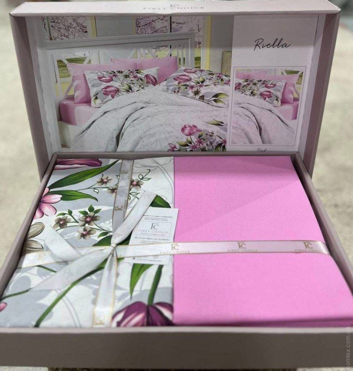 Постельное белье First Choice de luxe ранфорс Riella pembe евро