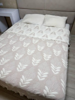 Муслиновое покрывало Moss Home 230x250 см Листики крем - беж