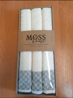 Набор вафельных полотенец Moss Home из 3-х штук 45х70 см, серый кант Набор вафельных полотенец Moss Home из 3-х штук 45х70 см, серый кант