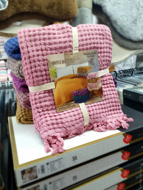 Вафельне покривало - піке Madame Suzie 230d240 см рожеве Вафельне покривало - піке Madame Suzie 230d240 см рожеве