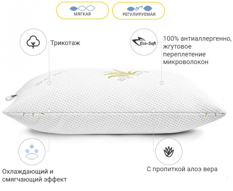 Подушка антиаллергенная Mirson Dorotea Eco-Soft 40x60 см, №733, мягкая