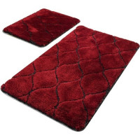 Набор ковриков для ванной Alessa 50x60 см + 60х100 см Ромб бордовый