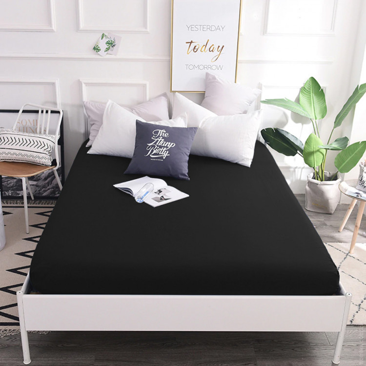 Простынь Mirson 0055 Black Pearl сатин 120x190 см на резинке по периметру