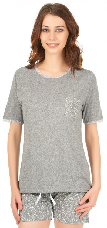Комплект Miss First Ninfea серый шорты+футболка