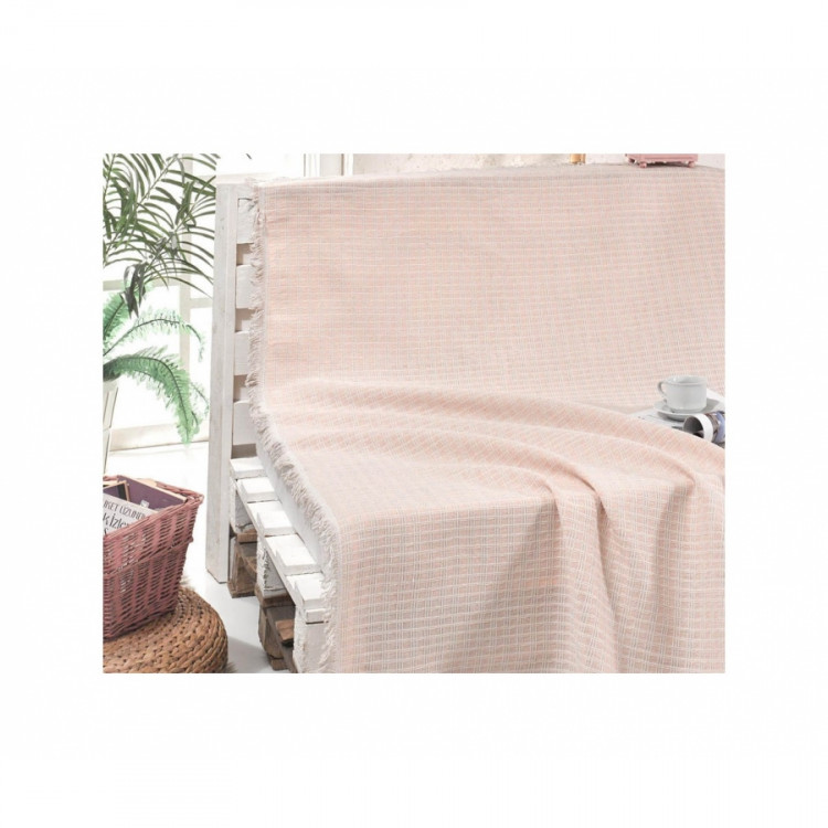Покрывало хлопковое Eponj Home Cizgili Pudra розовый 180x230 см