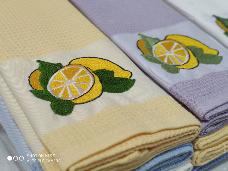 Набор вафельных кухонных полотенец Lemon 40x60 см из 12 шт