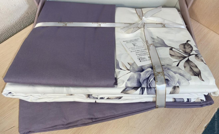 Постільна білизна First Choice ранфорс Rosemary purple (фіолетова) сімейна