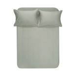 Простынь на резинке с наволочками Lotus Home сатин premium Dakota Modern хаки 240х260 см + 50х70 см из 2 шт.