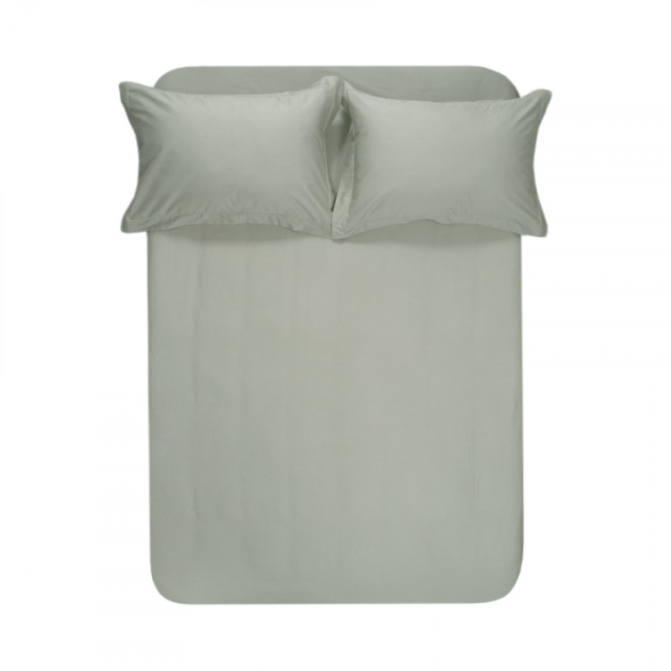 Простынь на резинке с наволочками Lotus Home сатин premium Dakota Modern хаки 240х260 см + 50х70 см из 2 шт.