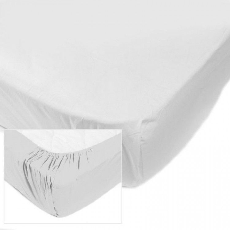 Простынь на резинке SoundSleep Dyed White ранфорс 180х200 + 30 см