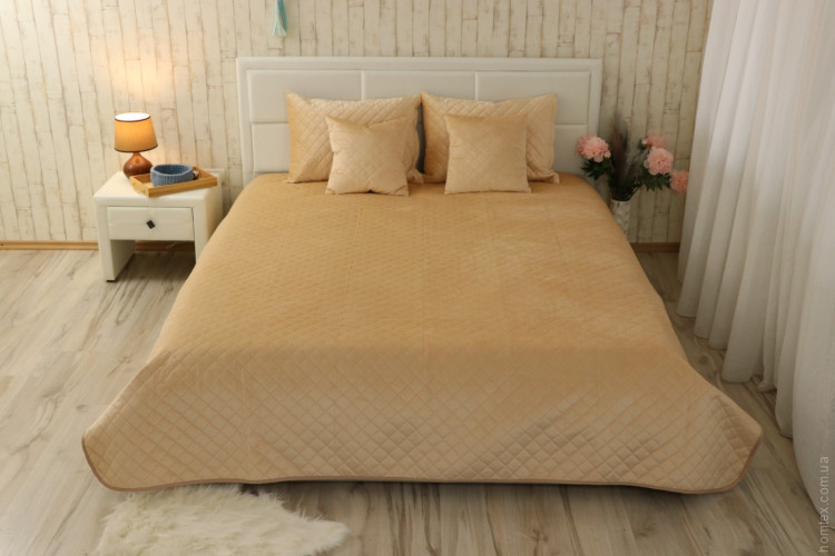 Покрывало Руно двустороннее декоративное “Velour” Beige ромб 180x220 см