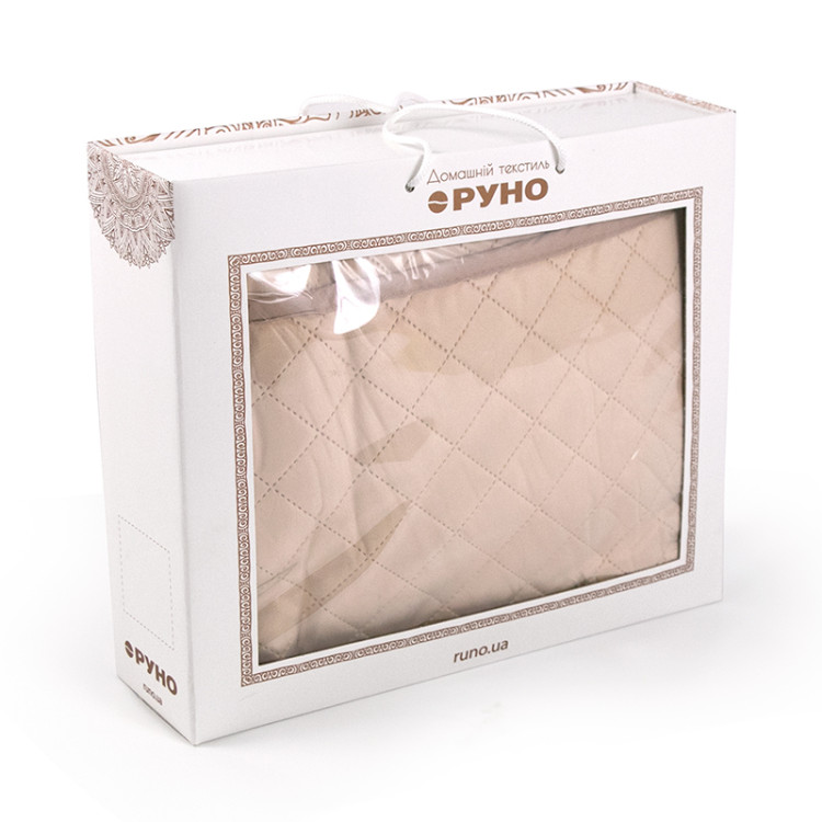Покривало Руно двостороннє декоративне "Velour" Beige (бежеве) ромб 180x220 см
