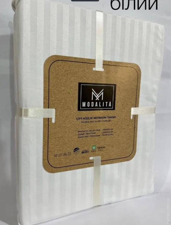 Постільна білизна страйп ранфорс Modalita біла в смужку євро