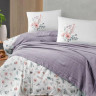 Постельное белье First choice Deluxe pike Sole лиловый набор с пике покрывалом евро