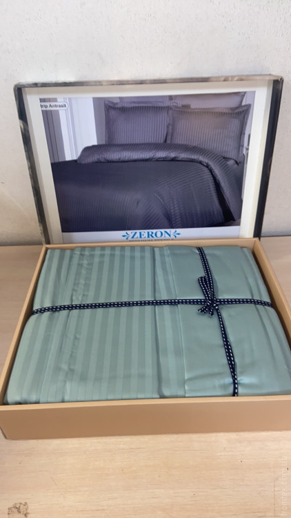 Постільна білизна Zeron Satin Stripe Turkuaz євро